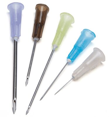 Buy Disposable Hypodermic Needle 13-38mm | CE & ISO Approved Class II Stainless Steel Sharp Injection Needle with Color-Coded Hub 100% Individually Packaged online manufacture
