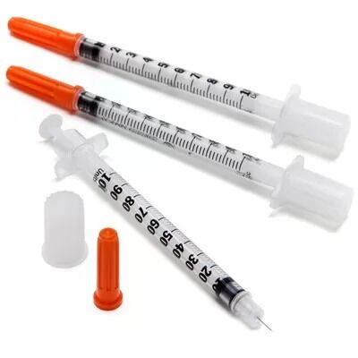 Buy Disposable Sterile Syringe with Zero Dead Space Design and Bright Orange Caps to Ensure Safe and Insulin Administration online manufacture