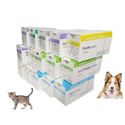 Good price Veterinary Animal Hospital PDO Chromic Catgut Silk Nylon PGA 910 75cm Surgical Sutures With Sterile Needle Dog cat Pet Animal online